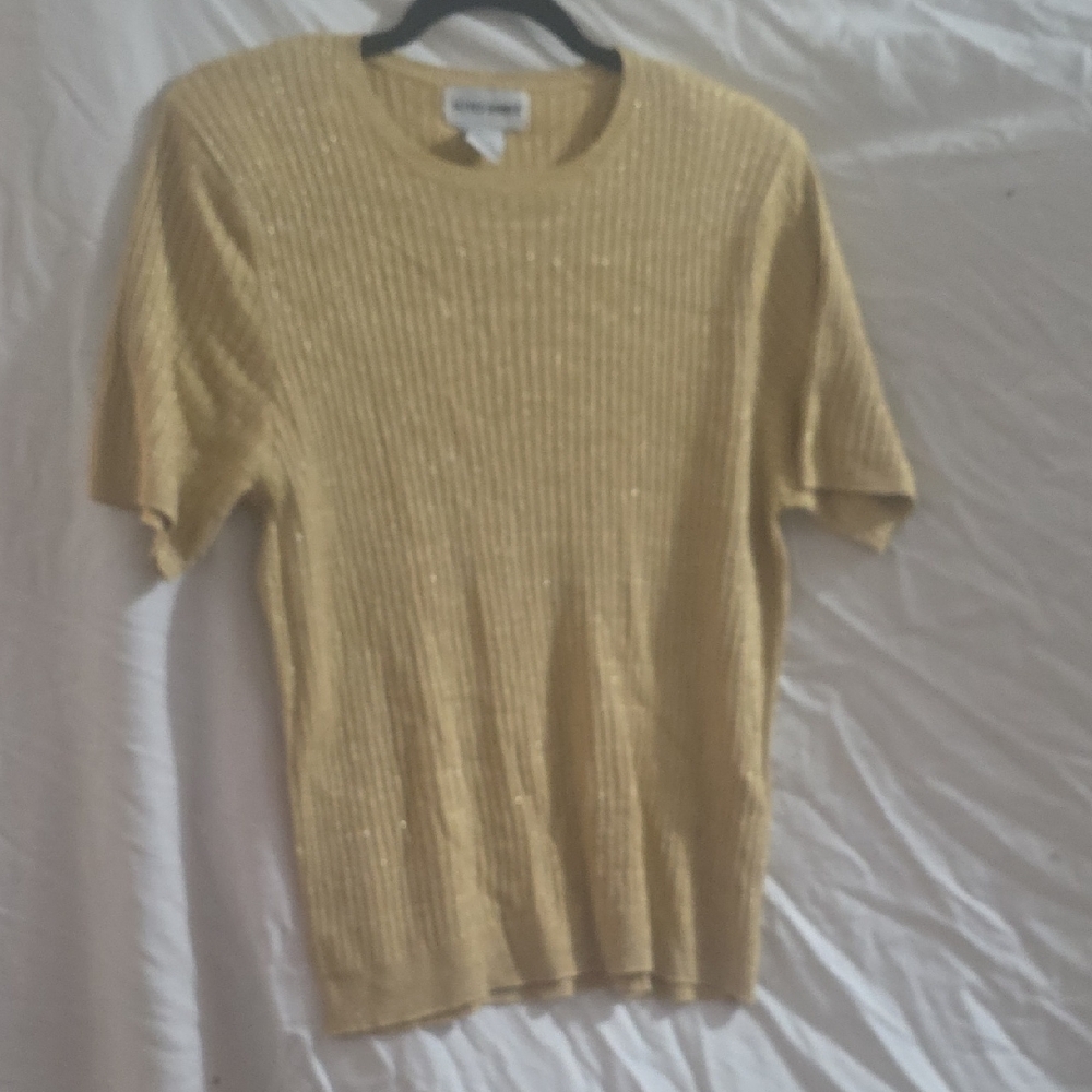 Alfred Dunner Gold Short Sleeve Sweater
